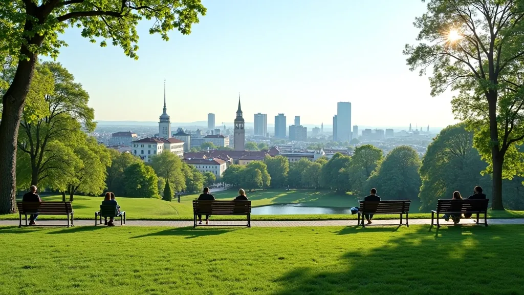 Belmontų parkas su Vilniaus horizonto vaizdais
