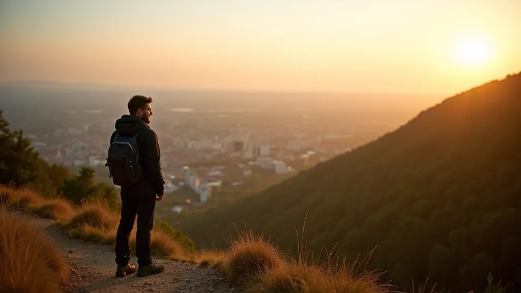 Kalninga Vilniaus žygio seka su žmogumi žiūrinčiu panoramą